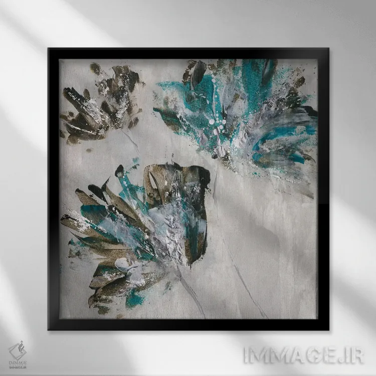 تابلو انتزاعی آزاد و بی دغدغه اثر کاترینا کراون - نمای قابدار مشکی