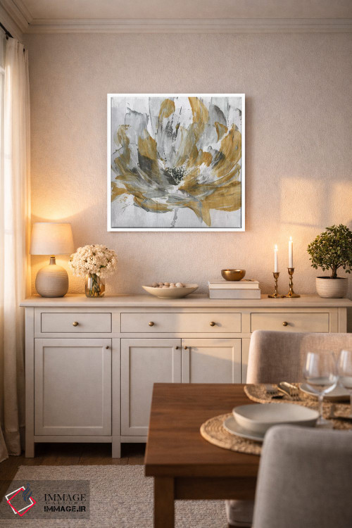 تابلو انتزاعی قدرت گل طلایی اثر کاترینا کراون - D5W