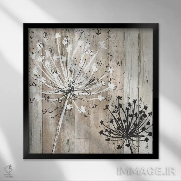 تابلو مدرن پر نرم خانه روستایی اثر کاترینا کراون - نمای قابدار مشکی