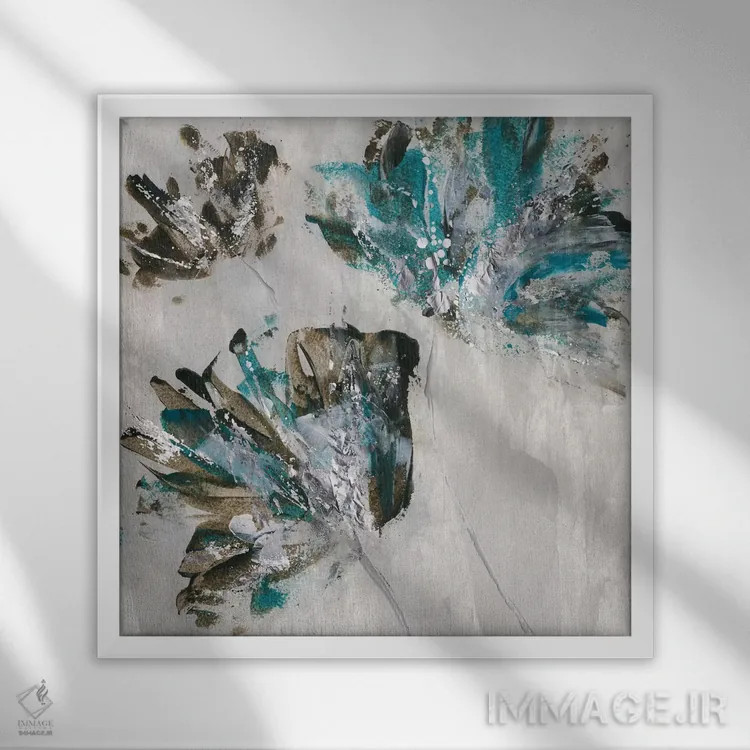 تابلو انتزاعی آزاد و بی دغدغه اثر کاترینا کراون - نمای قابدار سفید