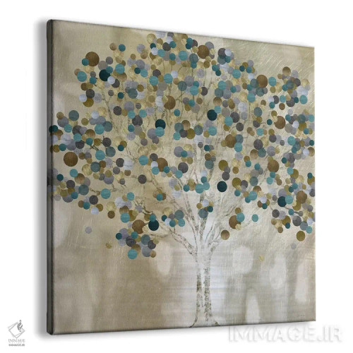 تابلو مدرن درخت فیروزه ای اثر کاترینا کراون - نمای پرسپکتیو محصول