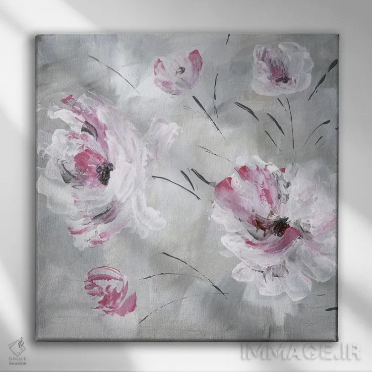 تابلو مدرن شکوفه سرخ گونه شماره ۱ اثر کاترینا کراون - نمای روبهرو روی دیوار