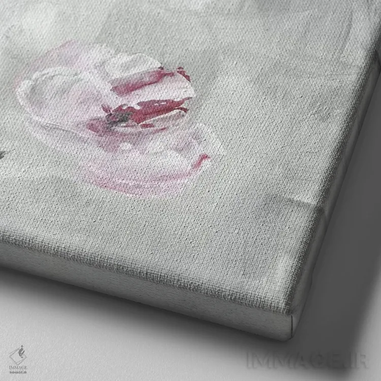 تابلو مدرن شکوفه سرخ گونه شماره ۲ اثر کاترینا کراون - نمای نزدیک بافت بوم