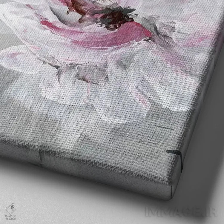 تابلو مدرن شکوفه سرخ گونه شماره ۱ اثر کاترینا کراون - نمای نزدیک بافت بوم