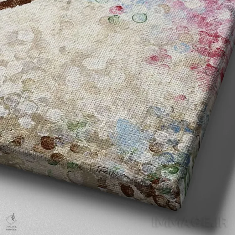 تابلو دکوراتیو جشنواره شکوفه های گیلاس شماره ۲ اثر کاترینا کراون - نمای نزدیک بافت بوم