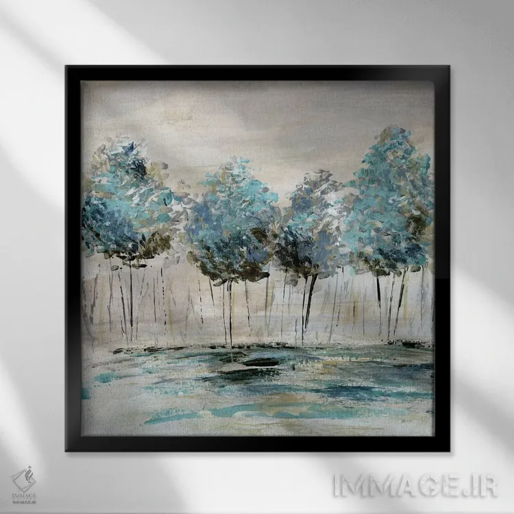 تابلو دکوراتیو رقص خطی اثر کاترینا کراون - نمای قابدار مشکی