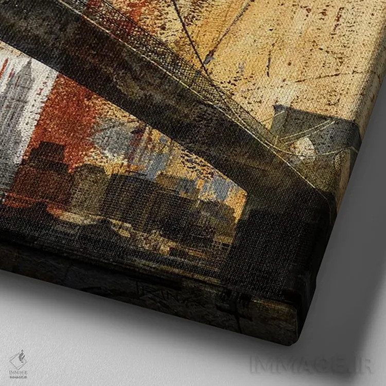 تابلو دکوراتیو پل بروکلین اثر کاترینا کراون - نمای نزدیک بافت بوم