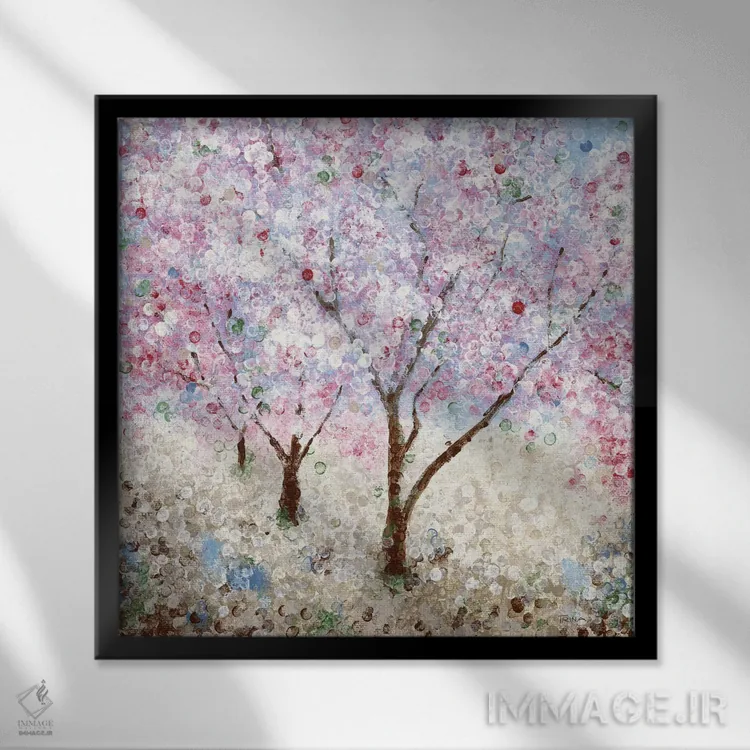 تابلو دکوراتیو جشنواره شکوفه های گیلاس شماره ۲ اثر کاترینا کراون - نمای قابدار مشکی