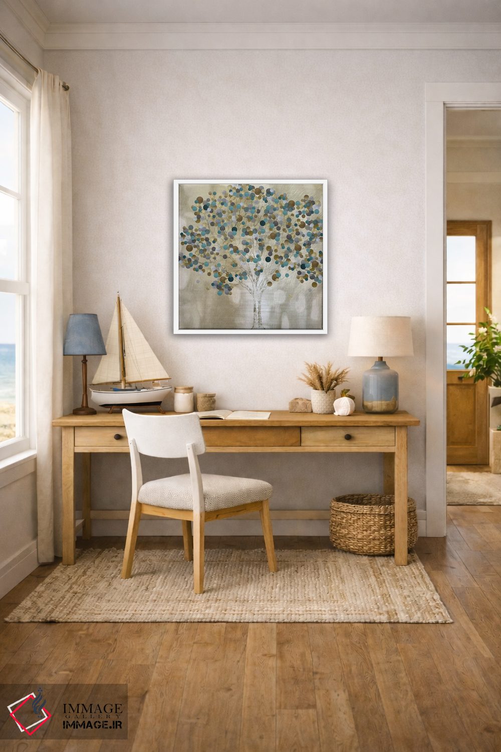 تابلو مدرن درخت فیروزه ای اثر کاترینا کراون - D2W