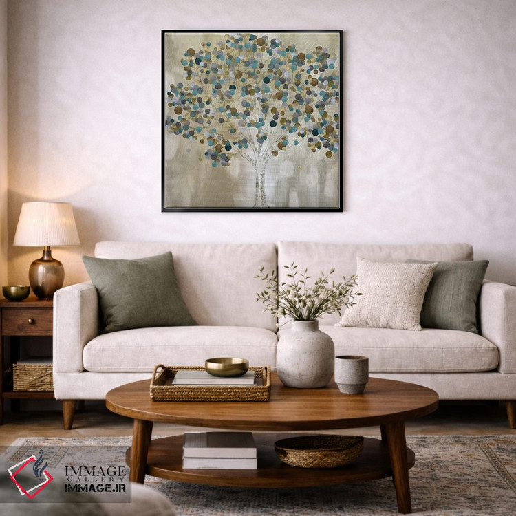 تابلو مدرن درخت فیروزه ای اثر کاترینا کراون - D4B