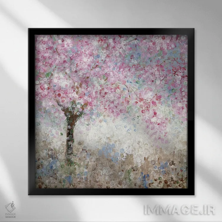 تابلو دکوراتیو جشنواره شکوفه های گیلاس شماره ۱ اثر کاترینا کراون - نمای قابدار مشکی