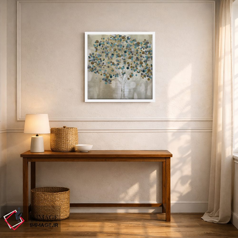 تابلو مدرن درخت فیروزه ای اثر کاترینا کراون - D6W