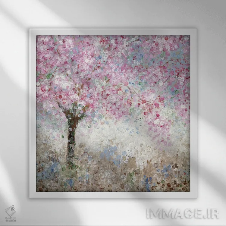 تابلو دکوراتیو جشنواره شکوفه های گیلاس شماره ۱ اثر کاترینا کراون - نمای قابدار سفید