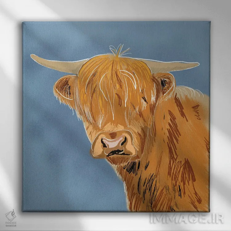 تابلو دکوراتیو گاو کوهستانی اثر کالی ویلسون - نمای روبهرو روی دیوار