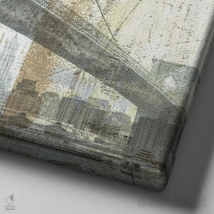 تابلو مدرن پل بروکلین در نور ملایم اثر کاترینا کراون - نمای نزدیک بافت بوم