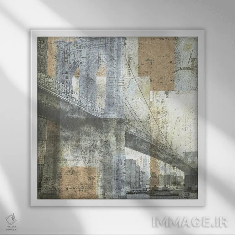 تابلو مدرن پل بروکلین در نور ملایم اثر کاترینا کراون - نمای قابدار سفید