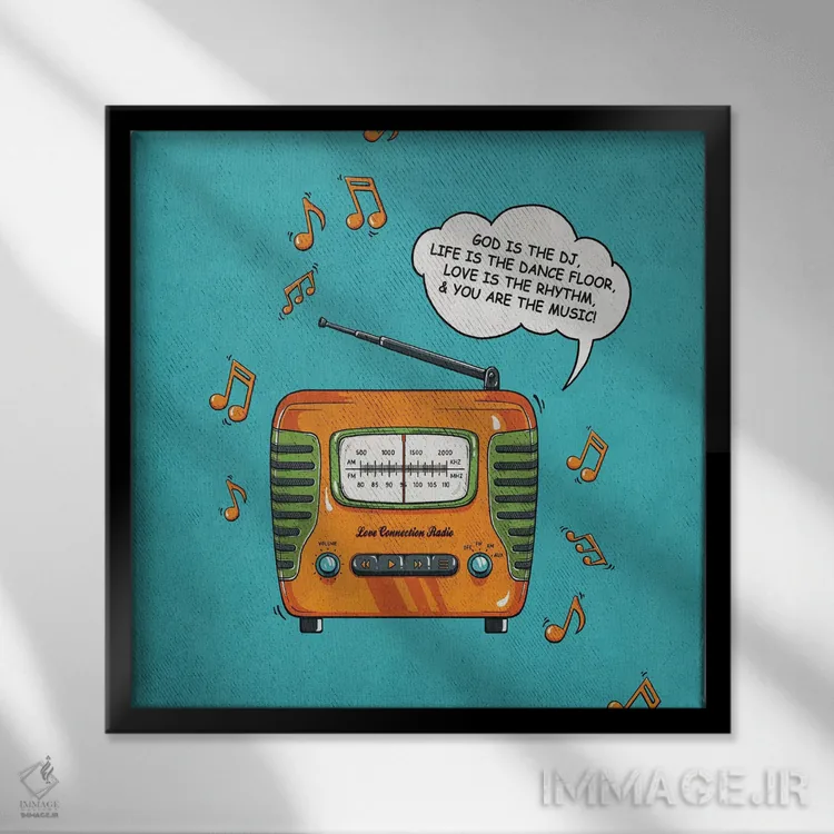 تابلو دکوراتیو خدا دی جی است اثر استر کی - نمای قابدار مشکی