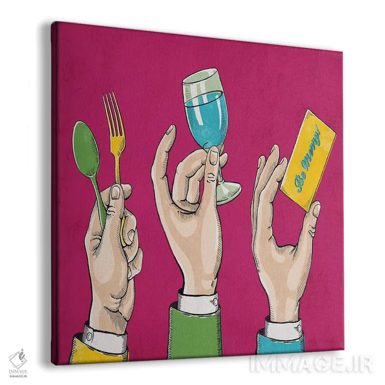 تابلو دکوراتیو بخور، بنوش و شاد باش اثر استر کی - نمای پرسپکتیو محصول