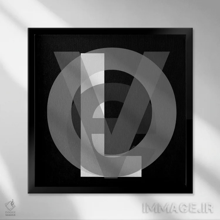 تابلو دکوراتیو عشق گوگل سیاه و سفید اثر کی بی ام - نمای قابدار مشکی