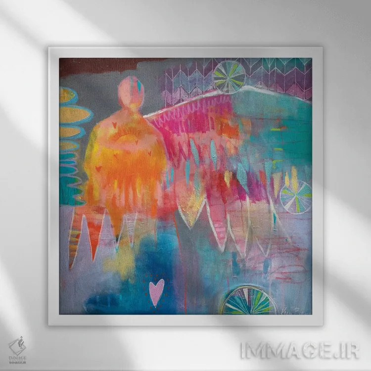 تابلو انتزاعی به ما دل های گرم عطا کن اثر کری مک کیب - نمای قابدار سفید