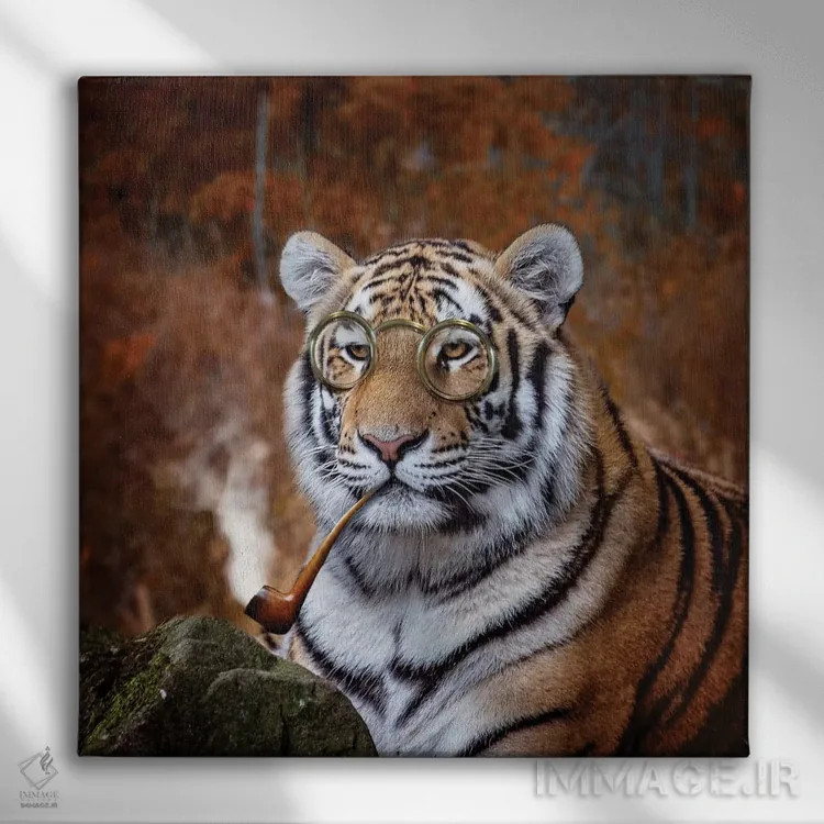 تابلو دکوراتیو ببر جنتلمن اثر کارن بورک - نمای روبهرو روی دیوار