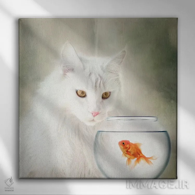 تابلو دکوراتیو لولا و تنگ ماهی اثر کارن بورک - نمای روبهرو روی دیوار
