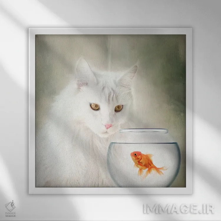 تابلو دکوراتیو لولا و تنگ ماهی اثر کارن بورک - نمای قابدار سفید