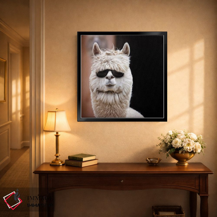 تابلو دکوراتیو آلپاکا با عینک آفتابی اثر کارن بورک - D3B