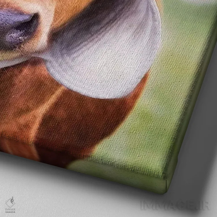 تابلو دکوراتیو خانم ماریا اثر کارن بورک - نمای نزدیک بافت بوم