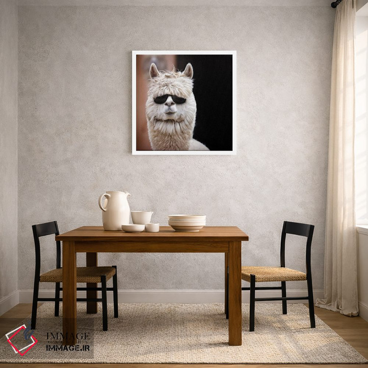 تابلو دکوراتیو آلپاکا با عینک آفتابی اثر کارن بورک - D2W