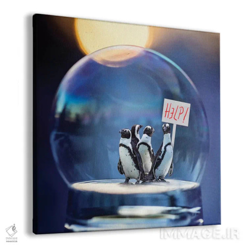 تابلو دکوراتیو پنگوئن ها کمک می کنند اثر کارن بورک - نمای پرسپکتیو محصول