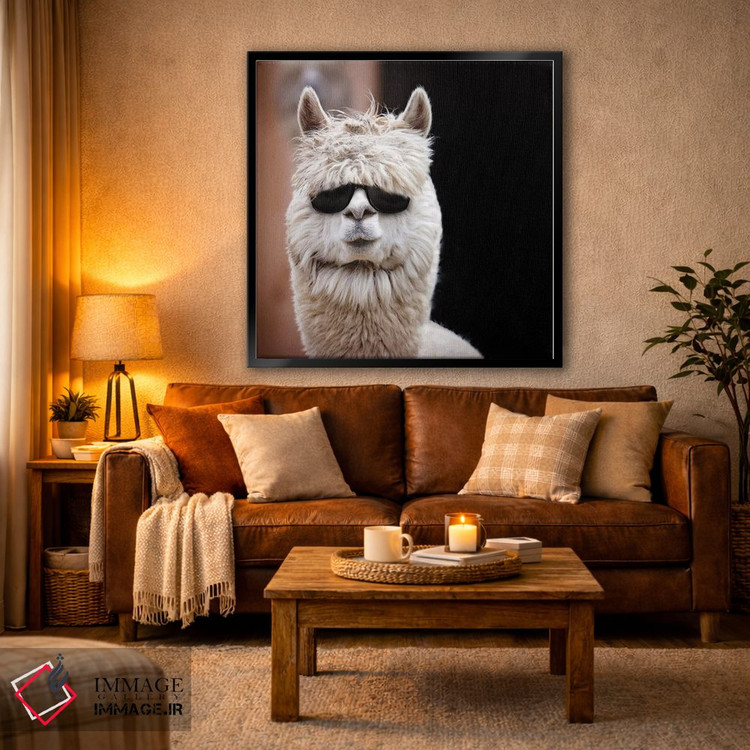 تابلو دکوراتیو آلپاکا با عینک آفتابی اثر کارن بورک - D4B