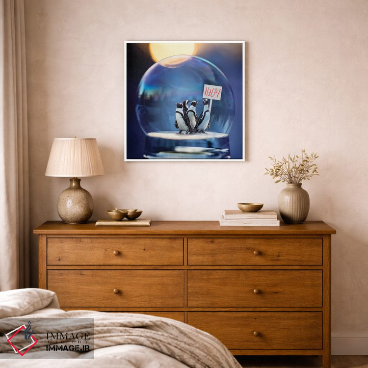 تابلو دکوراتیو پنگوئن ها کمک می کنند اثر کارن بورک - D1W