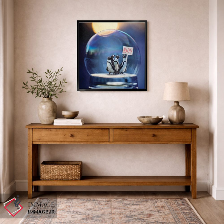 تابلو دکوراتیو پنگوئن ها کمک می کنند اثر کارن بورک - D6B