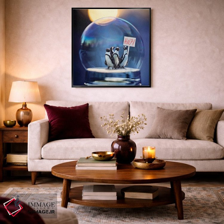 تابلو دکوراتیو پنگوئن ها کمک می کنند اثر کارن بورک - D4B