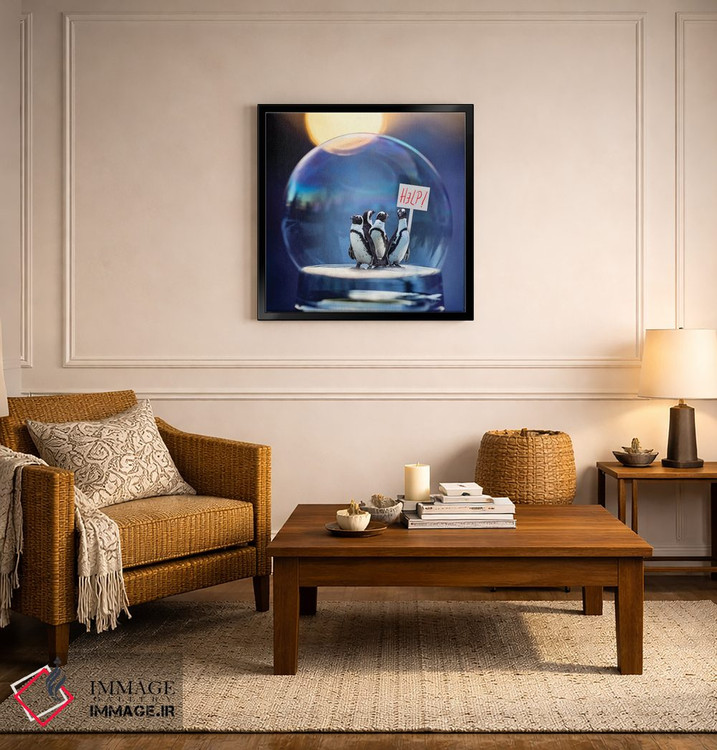 تابلو دکوراتیو پنگوئن ها کمک می کنند اثر کارن بورک - D5B