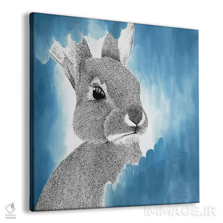 تابلو دکوراتیو خرگوش آبی خیال انگیز اثر کلسی امبلو - نمای پرسپکتیو محصول