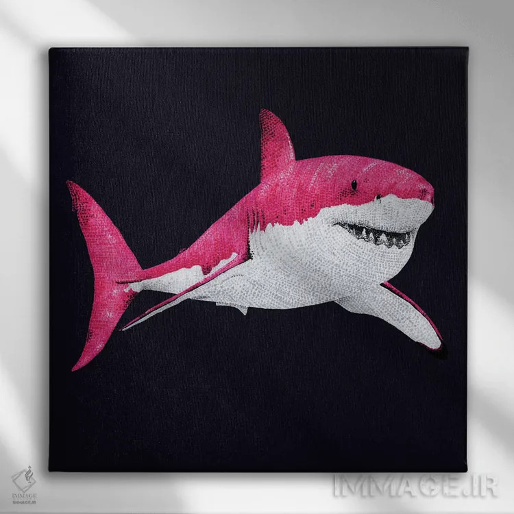 تابلو دکوراتیو کوسه صورتی ترین صورتی اثر کلسی امبلو - نمای روبهرو روی دیوار