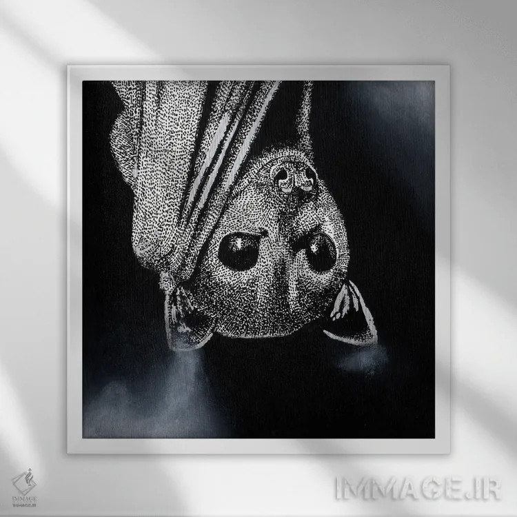 تابلو دکوراتیو روباه پرنده اثر کلسی امبلو - نمای قابدار سفید