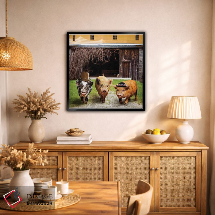 تابلو دکوراتیو گروه خوک ها اثر کارن بورک - D2B