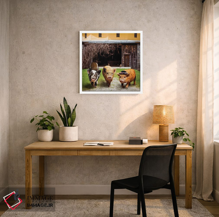 تابلو دکوراتیو گروه خوک ها اثر کارن بورک - D3W