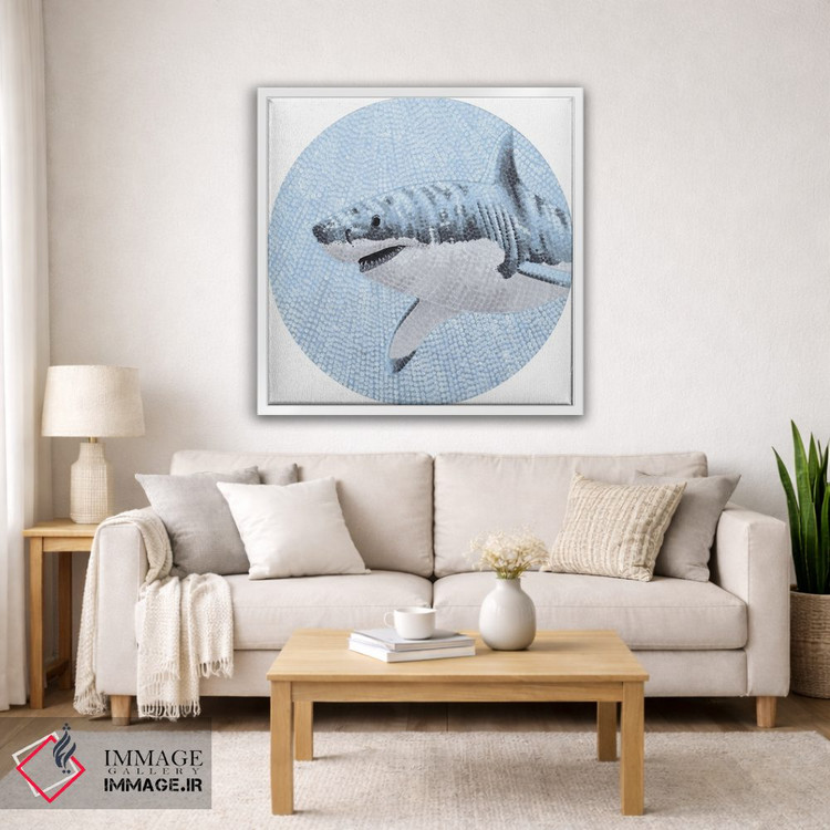 تابلو دکوراتیو کوسه سفید بزرگ در اقیانوس پرستاره اثر کلسی امبلو - D2W