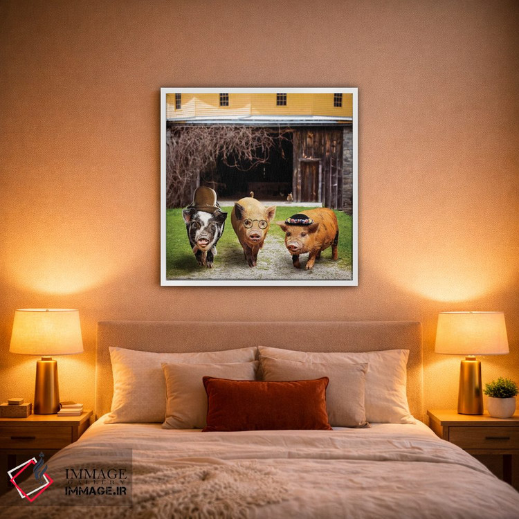 تابلو دکوراتیو گروه خوک ها اثر کارن بورک - D1W