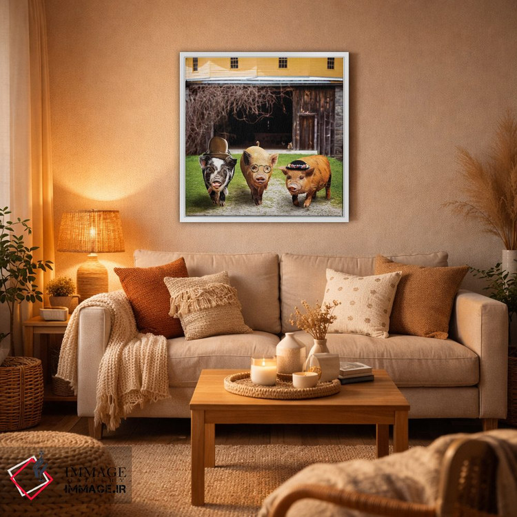 تابلو دکوراتیو گروه خوک ها اثر کارن بورک - D4W