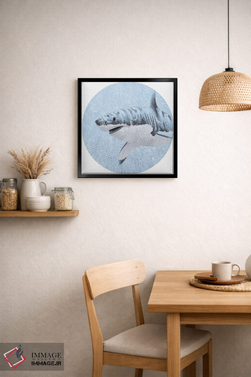 تابلو دکوراتیو کوسه سفید بزرگ در اقیانوس پرستاره اثر کلسی امبلو - D5B
