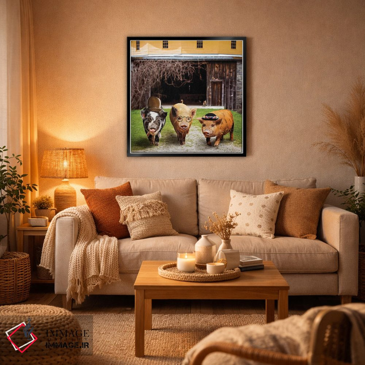 تابلو دکوراتیو گروه خوک ها اثر کارن بورک - D6B