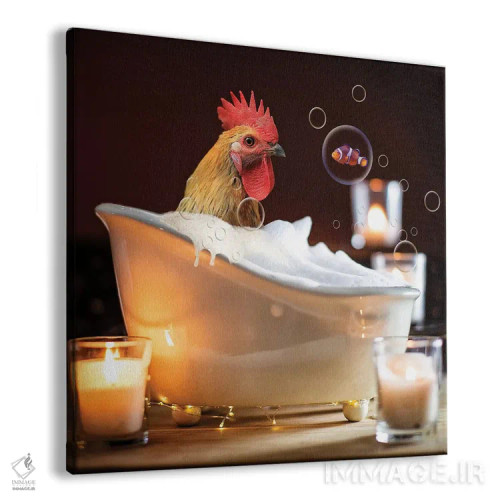 تابلو دکوراتیو خروس در وان کف اثر کارن بورک - نمای پرسپکتیو محصول