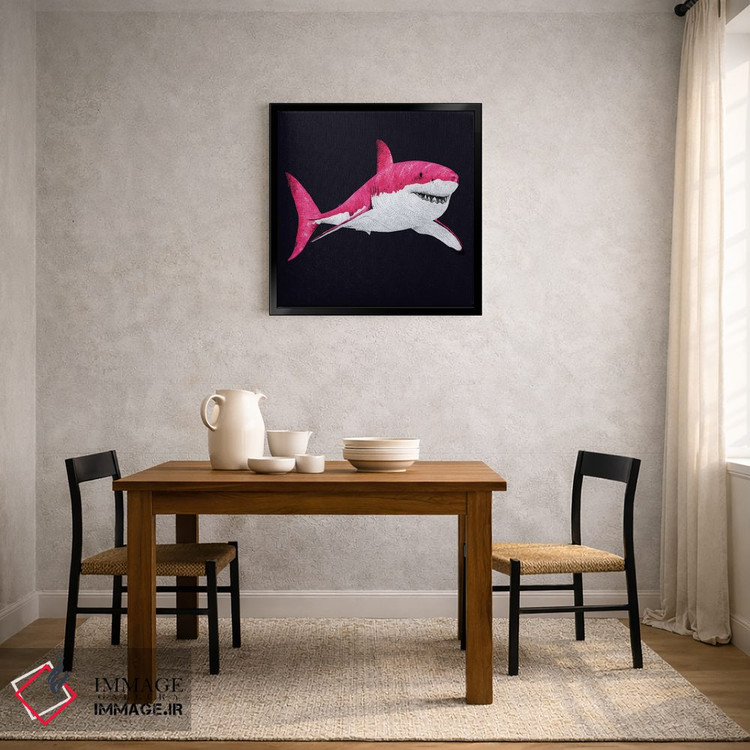 تابلو دکوراتیو کوسه صورتی ترین صورتی اثر کلسی امبلو - D4B