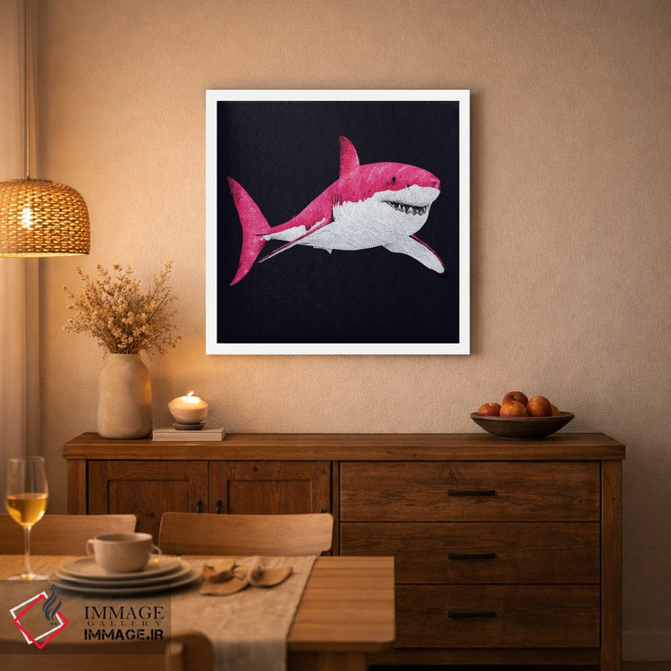 تابلو دکوراتیو کوسه صورتی ترین صورتی اثر کلسی امبلو - D2W