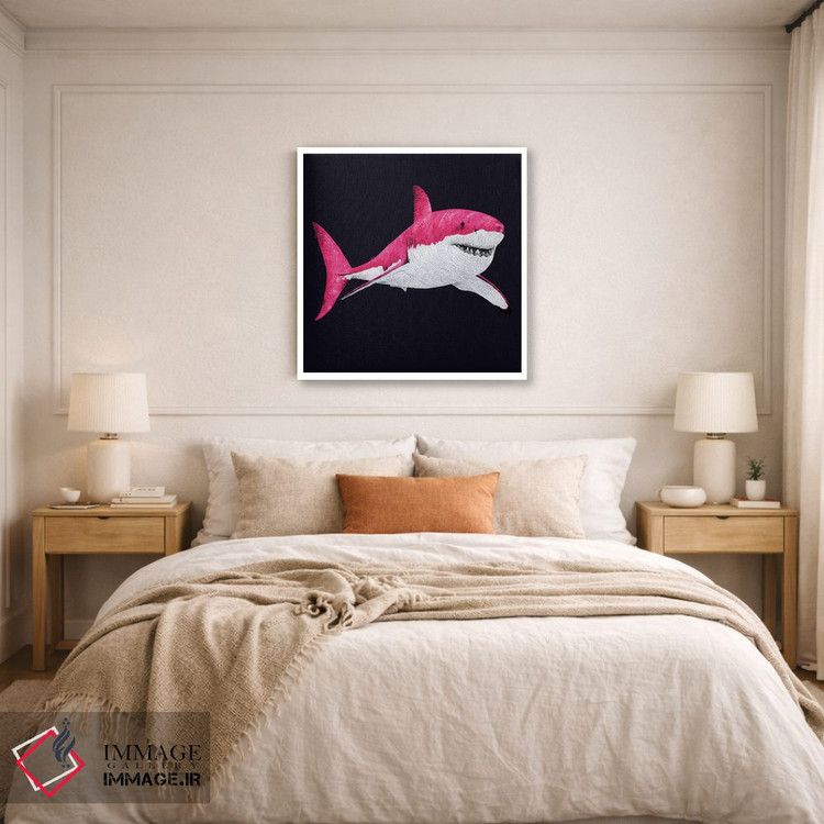 تابلو دکوراتیو کوسه صورتی ترین صورتی اثر کلسی امبلو - D6W